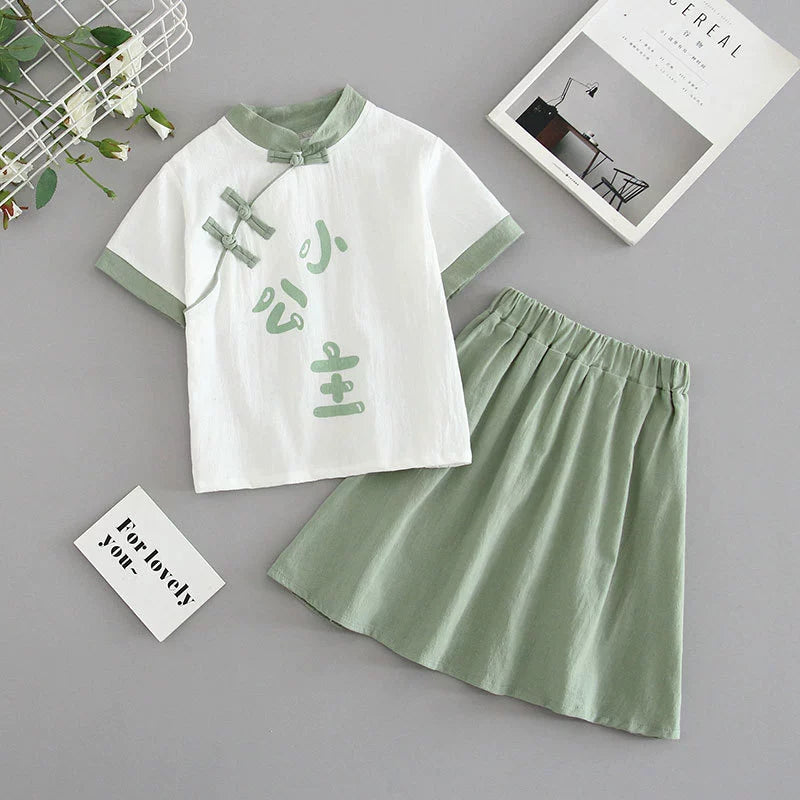 Children Chinese Style Suit, Little Princess Green