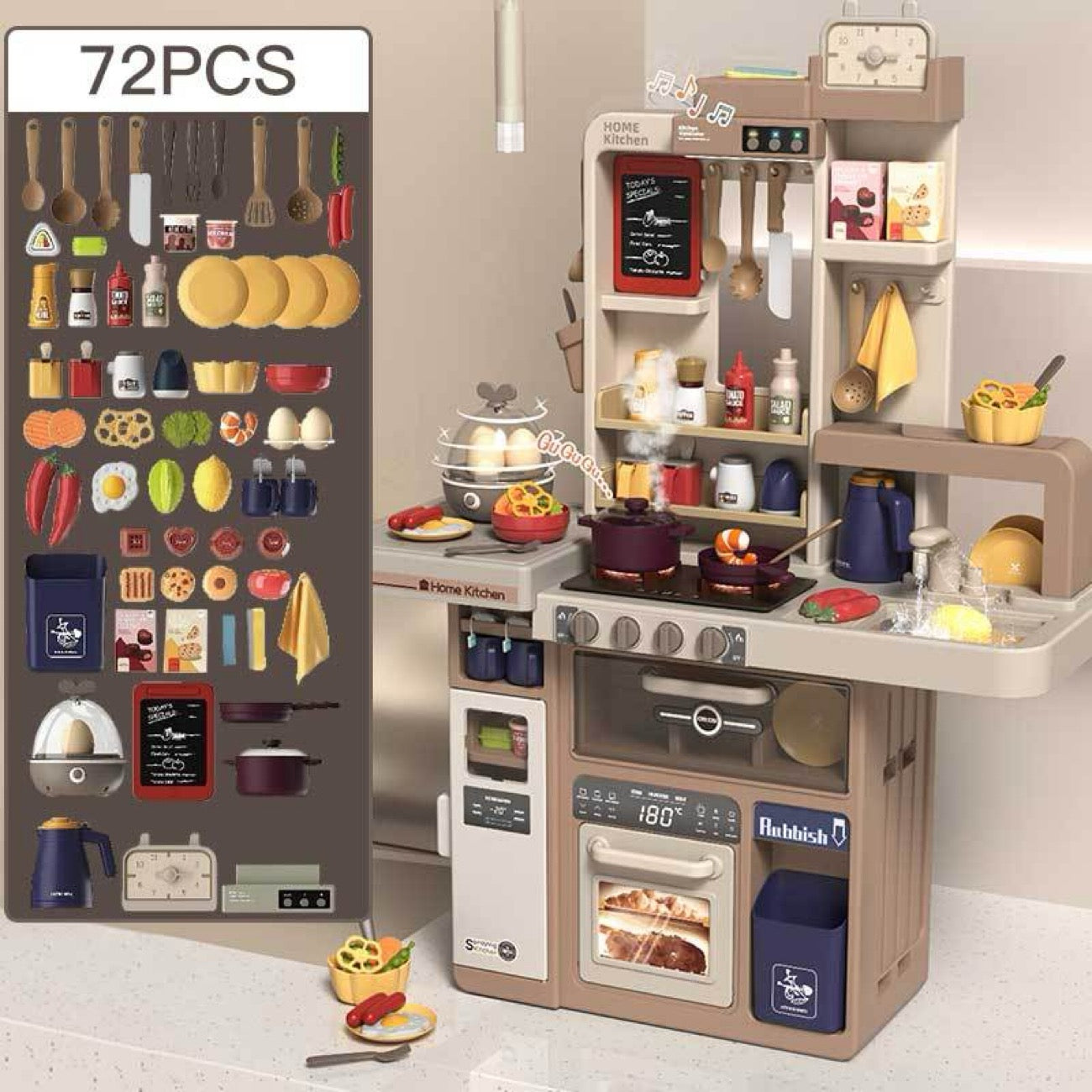Deluxe Kids’ Home Kitchen Realistic Cooking and Kitchenware Toy Set