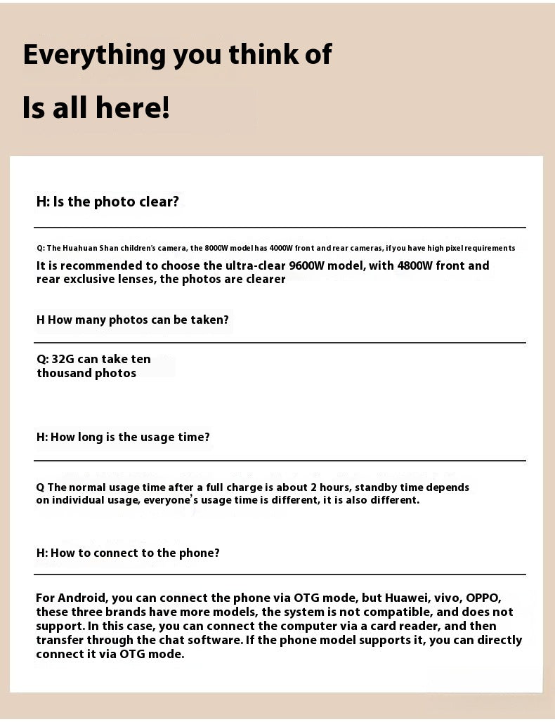 Martin Baby Store New Kids’ Digital Camera Toy FAQ
